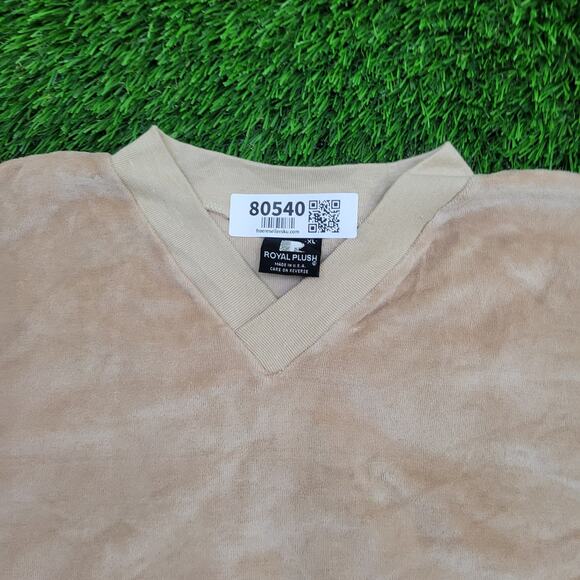 Vintage 80s MOD Velour Sweater Womens XL 22x24 Beige - Picture 3 of 10